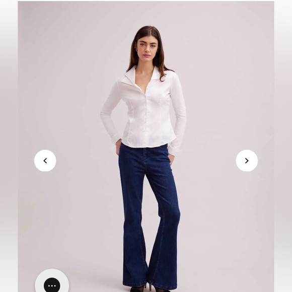 Tops - Anne Fontaine Christie Shirt
White Long Sleeved Double Collared T-Blouse